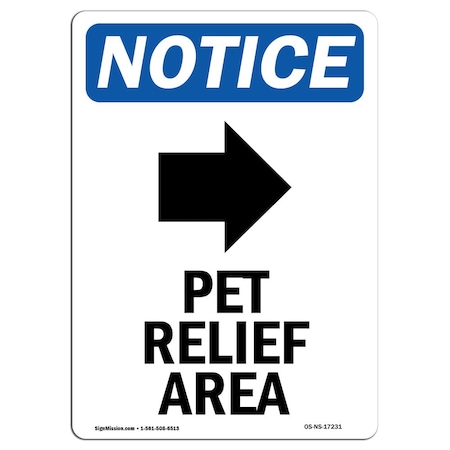 Signmission OSHA Sign, 14" H, Aluminum, Pet Relief Area (Right Sign With Symbol, Portrait, 1014-V-17231 OS-NS-A-1014-V-17231